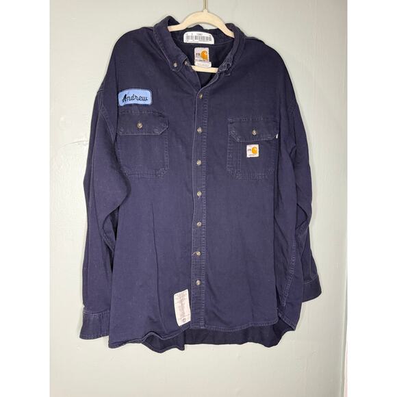 Carhartt FR long sleeve button up work wear shirt Andrew embroidered name tag - Picture 1 of 6